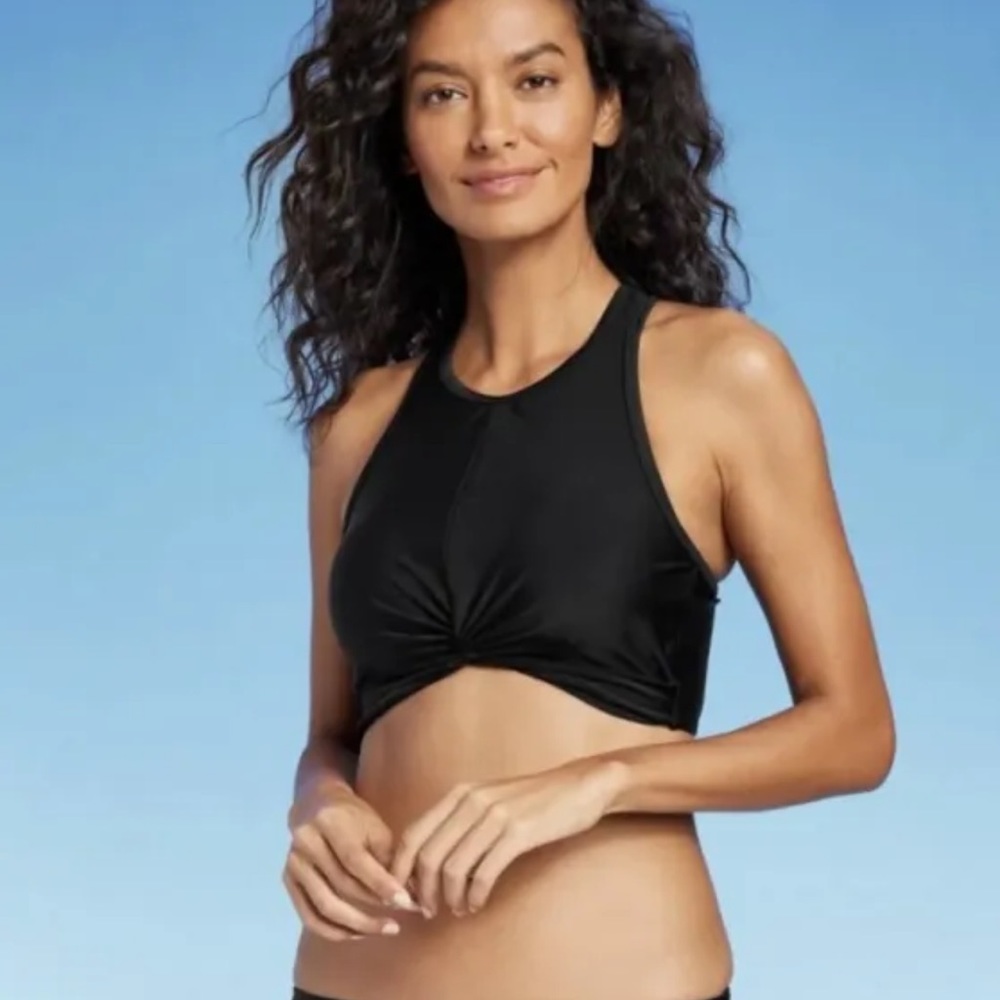 Kona Sol Women's Bikini Top Longline Twist Adjustable Strap Navy Size Med NWT